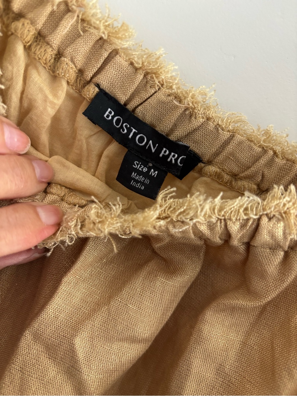 Boston Proper over the shoulder metallic gold lined linen shift dress Sz M